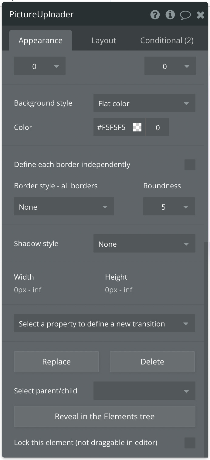 Property Editor Bubble.io Custom image uploader