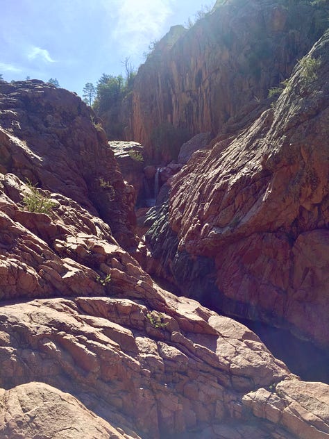 Payson AZ travel Admiring side falls and little cascades trickling through rocky cracks.