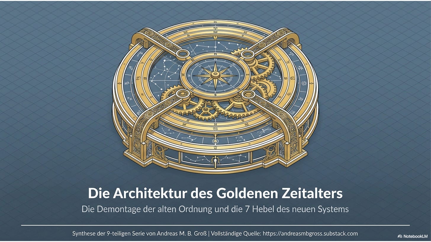 Die Architektur des Goldenen Zeitalters — die Demontage der alten Ordnung und die sieben Hebel des neuen Systems.