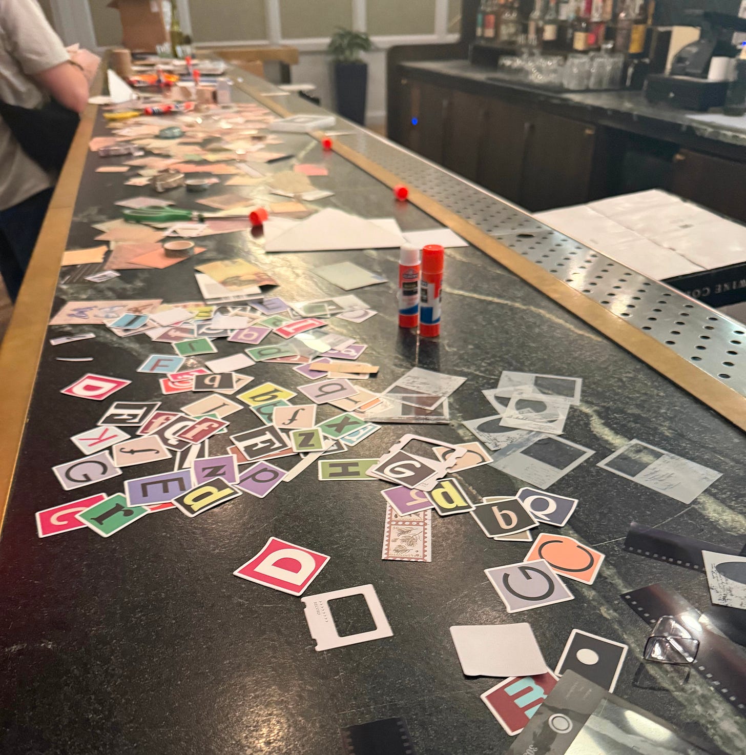 Art supplies were placed throughout the venue