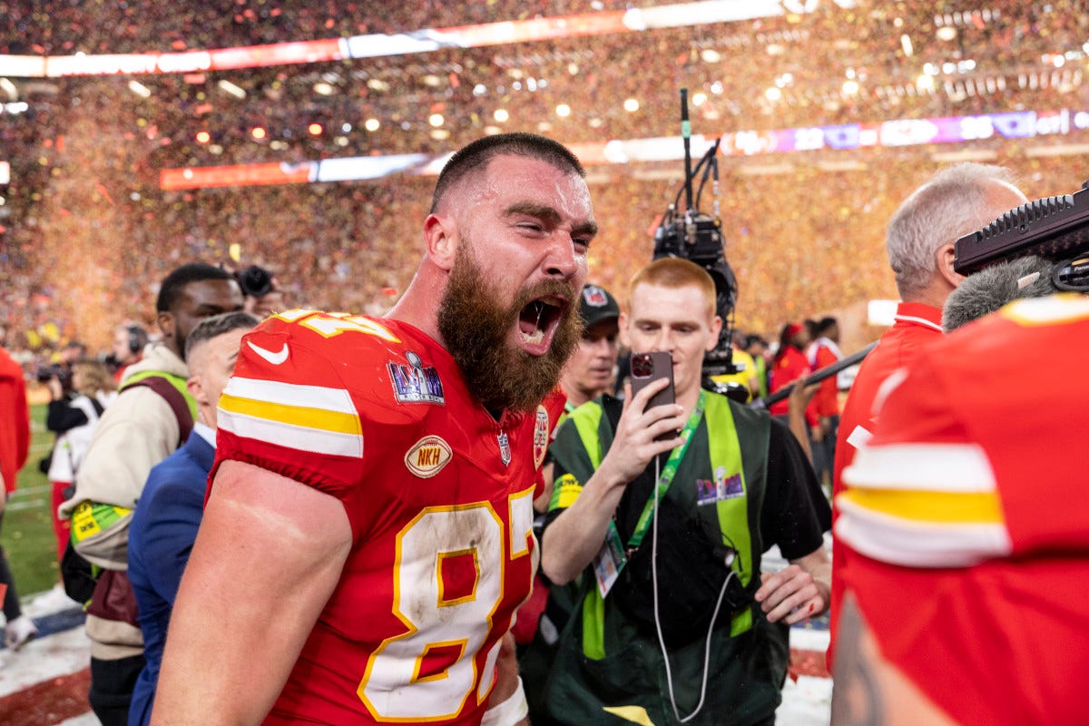 Mics Caught What Travis Kelce Said To Roger Goodell After Super Bowl - The  Spun