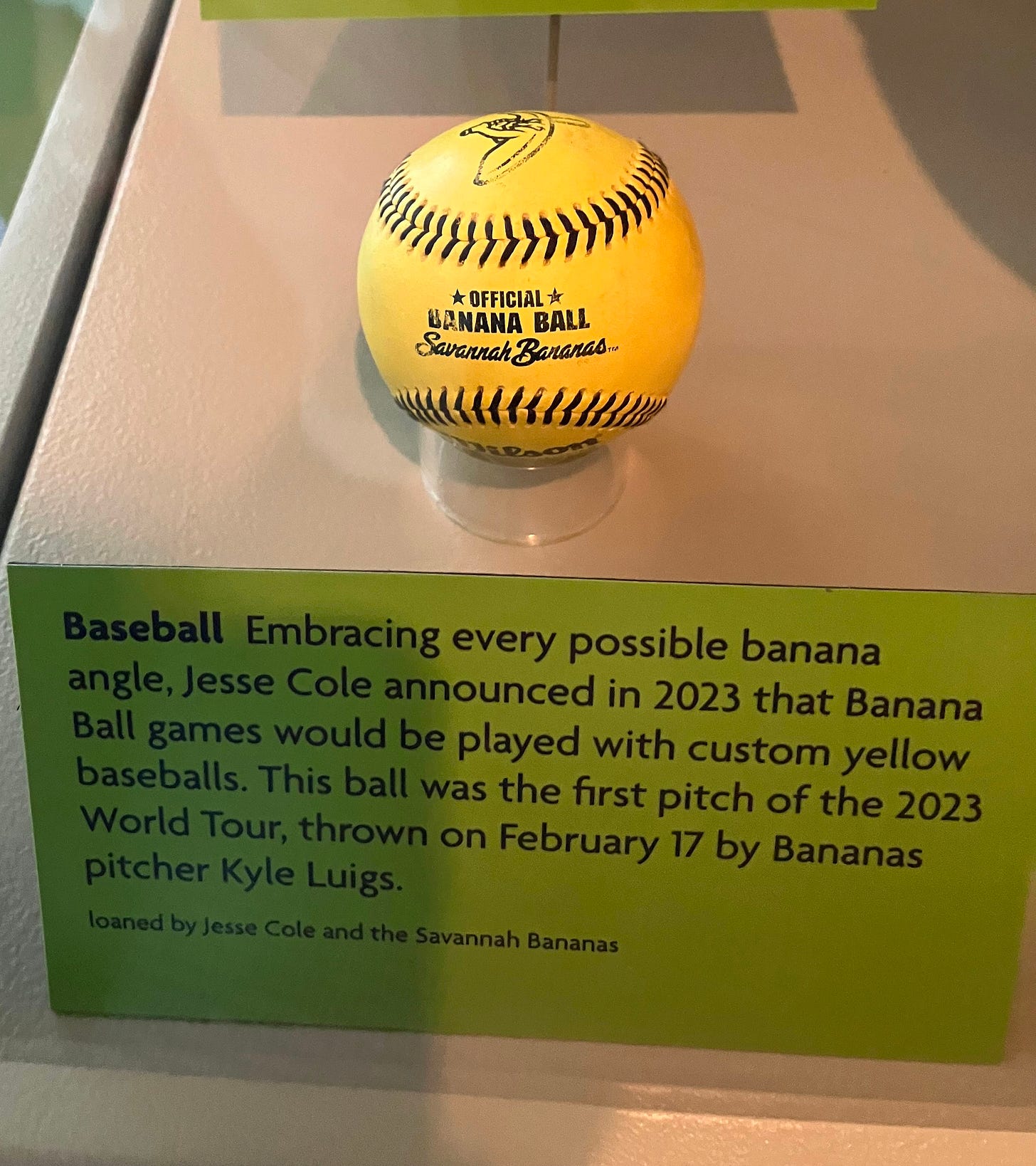Baseball on display at the Hall of Fame Museum.
