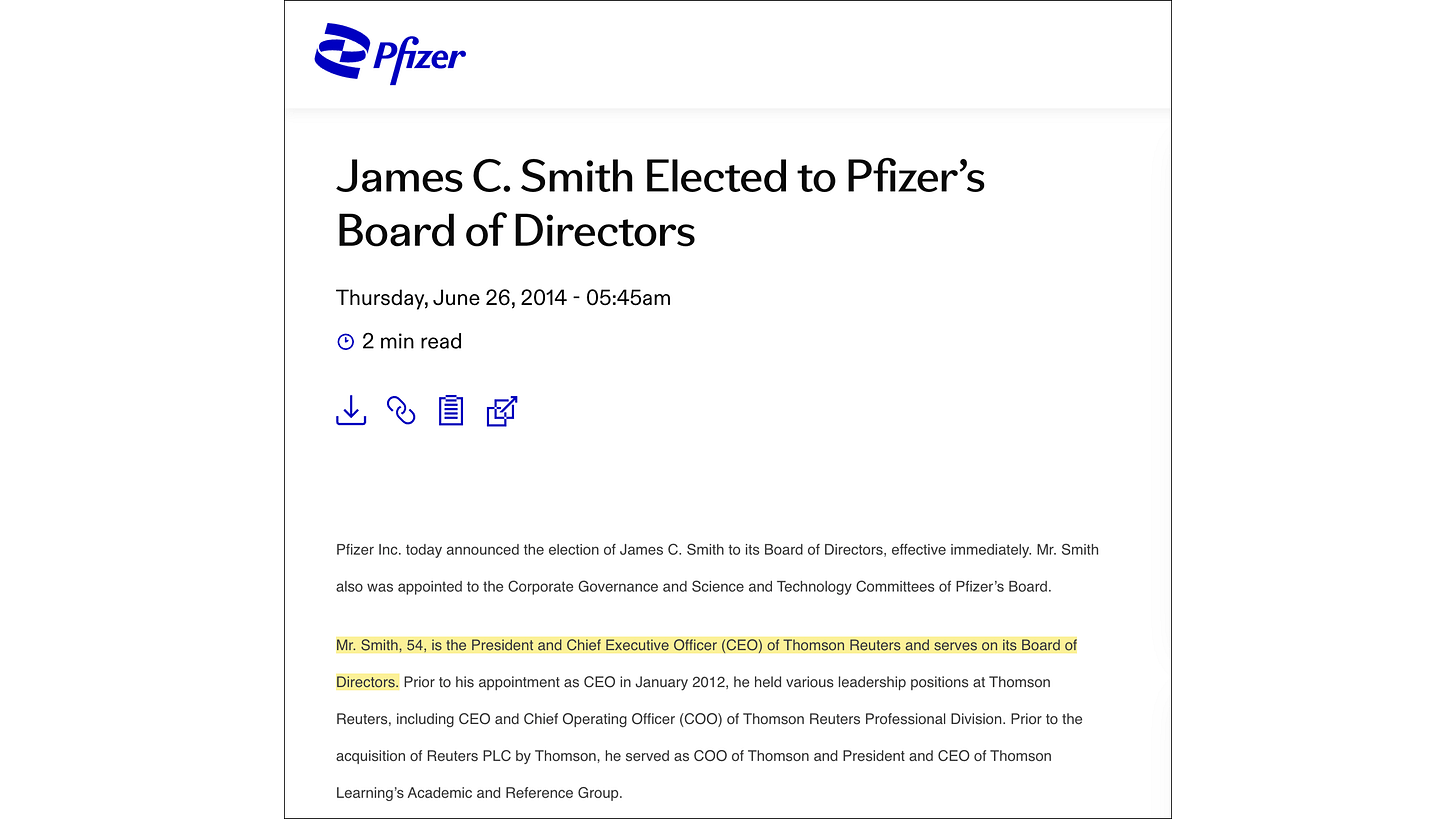 Pfizer, “James C. Smith Elected to Pfizer’s Board of Directors” (26 June 2014)