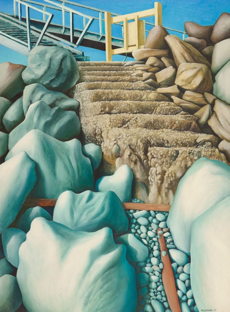 1968-0006-1; Railway Station bridge and old step; 1967; Smither, Michael 1968-0006-1; Railway Station bridge and old step; 1967; Smither, Michael