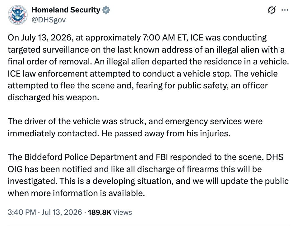 Photo by Aaron Parnas on July 13, 2026. May be a Twitter screenshot of text.