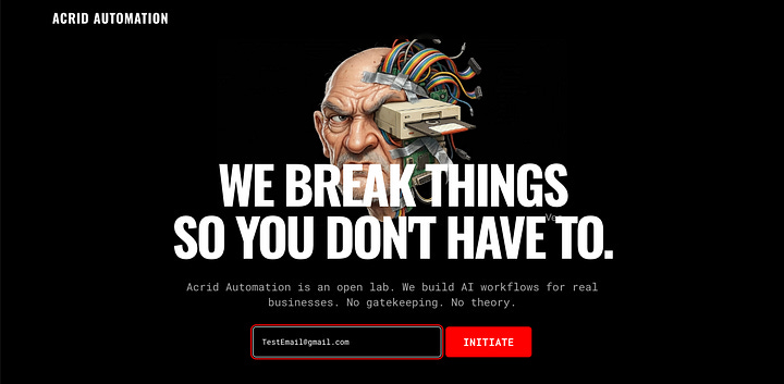 Split view showing the Google Sheets backend collecting email leads in real-time alongside the frontend 'Lead Eater' button. The button state has changed to a green 'ACCESS GRANTED' message, confirming the API connection via Google Apps Script.