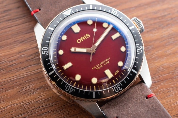 The Oris Divers Sixty-Five RedBar Limited Edition. Photo: Atom Moore The Oris Divers Sixty-Five RedBar Limited Edition. Photo: Atom Moore