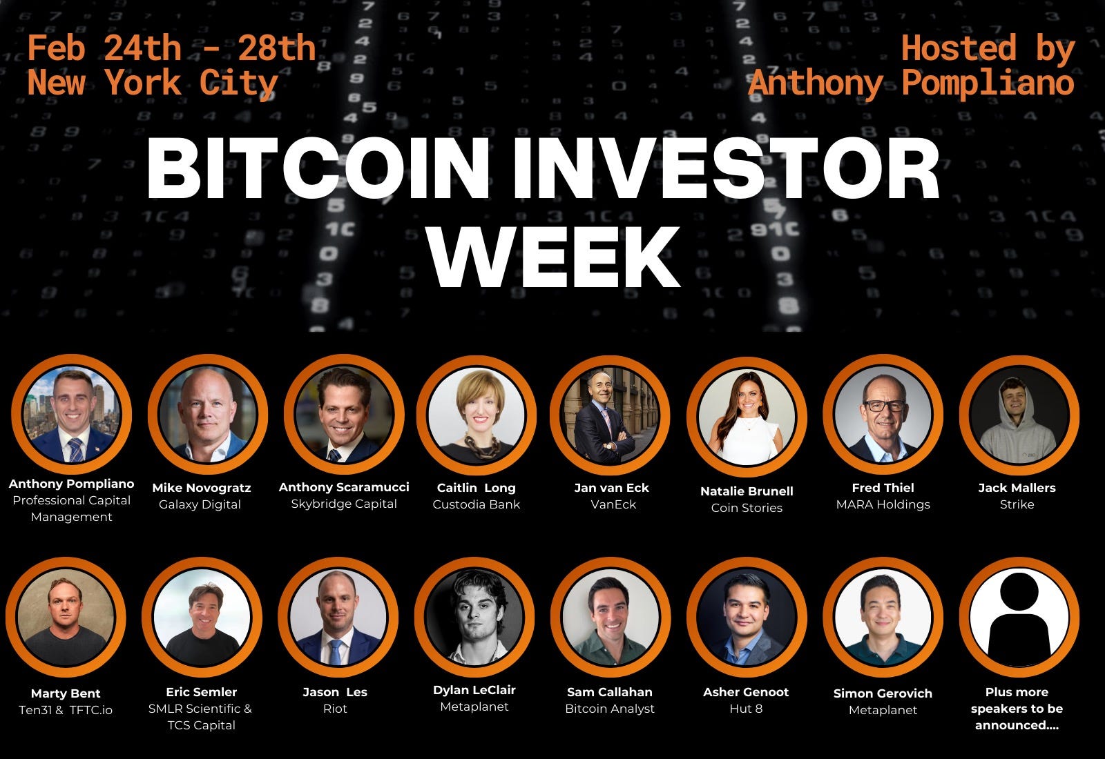 Announcing Bitcoin Investor Week! - by Anthony Pompliano