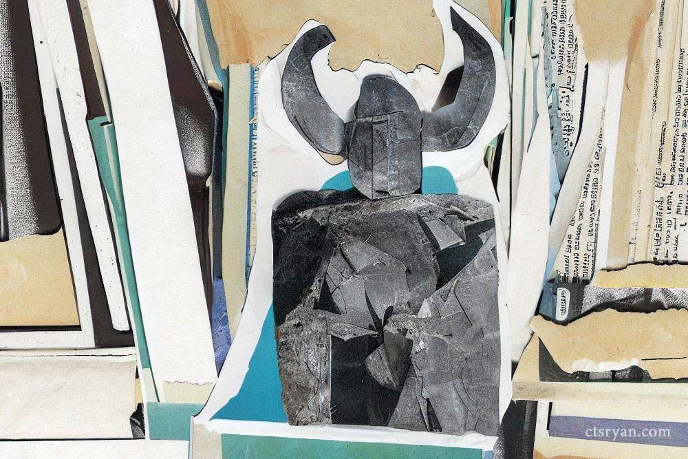A model of a god on a bookshelf