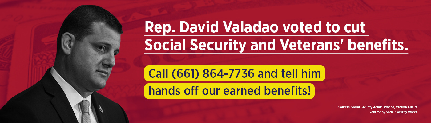 The billboard marks the launch of a campaign across California’s 22nd Congressional District organized by Social Security Works and the California Alliance for Retired Americans. The campaign, which will continue until the debt ceiling is hit around June 1st or until Congress passes a clean debt limit increase, will include gatherings outside of Rep. Valadao’s district offices. 