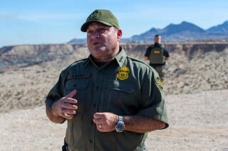 Border Patrol Chief Michael Banks speaks to reporters during the visit to the US-Mexico border by Defense Secretary Pete Hegseth in Sunland Park, N.M., Feb. 3, 2025. (AP Photo/Andres Leighton, File)
