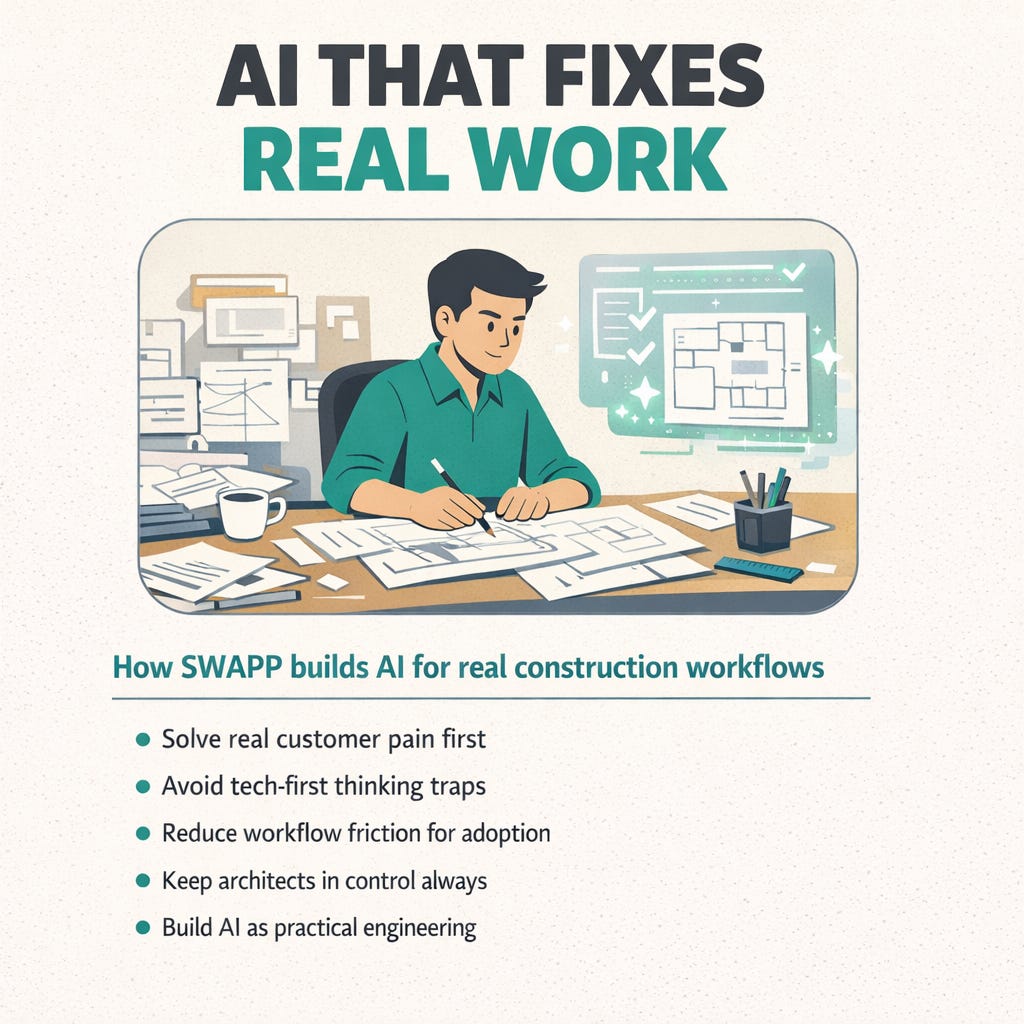 Image showing architect using AI to automate construction drawings and reduce workflow friction in AEC design