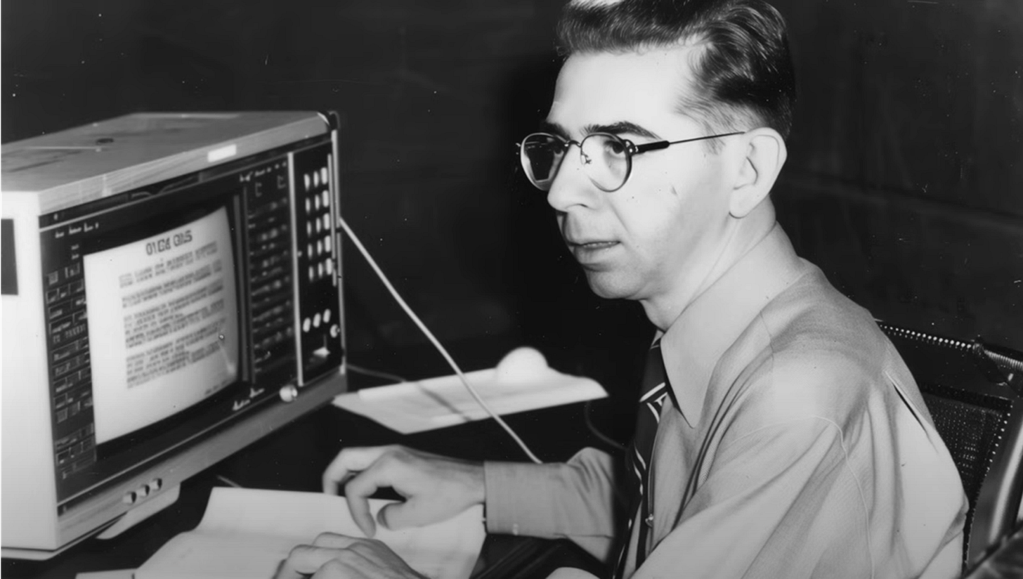 Reuben Efron - working on an early CIA computer.