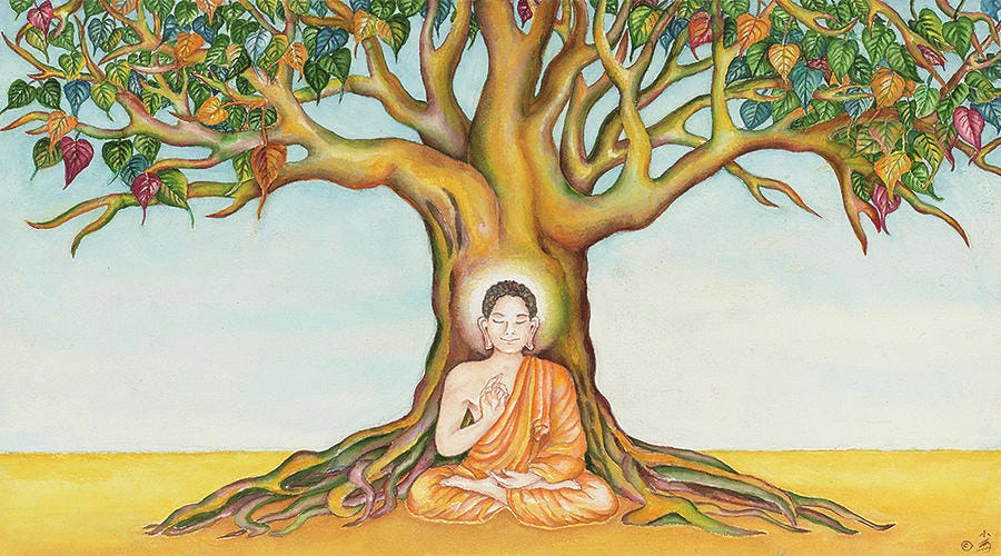 Buddha and the Bodhi Tree Painting by Soma Han - Fine Art America