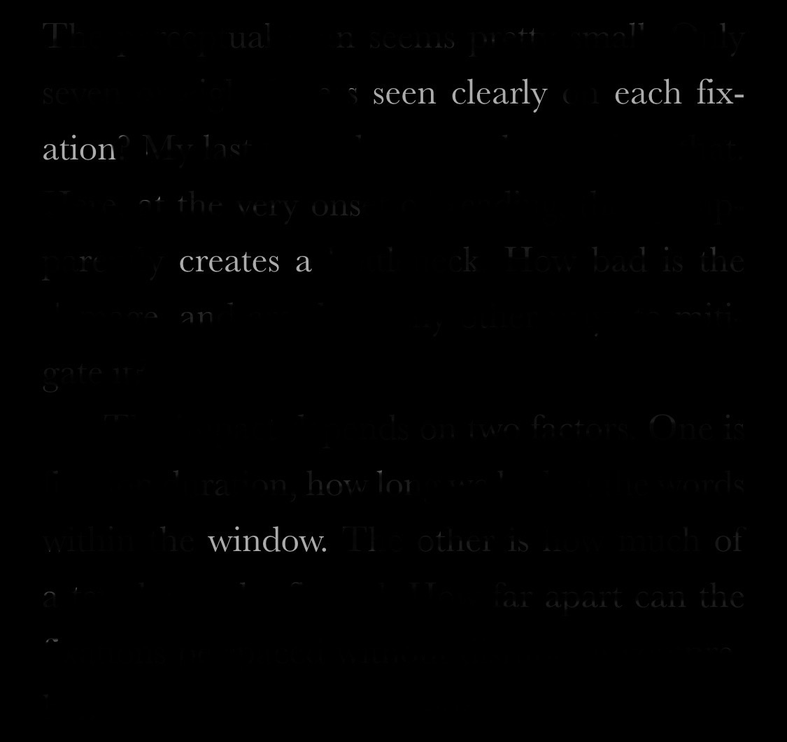 seen clearly each fixation / creates a / window