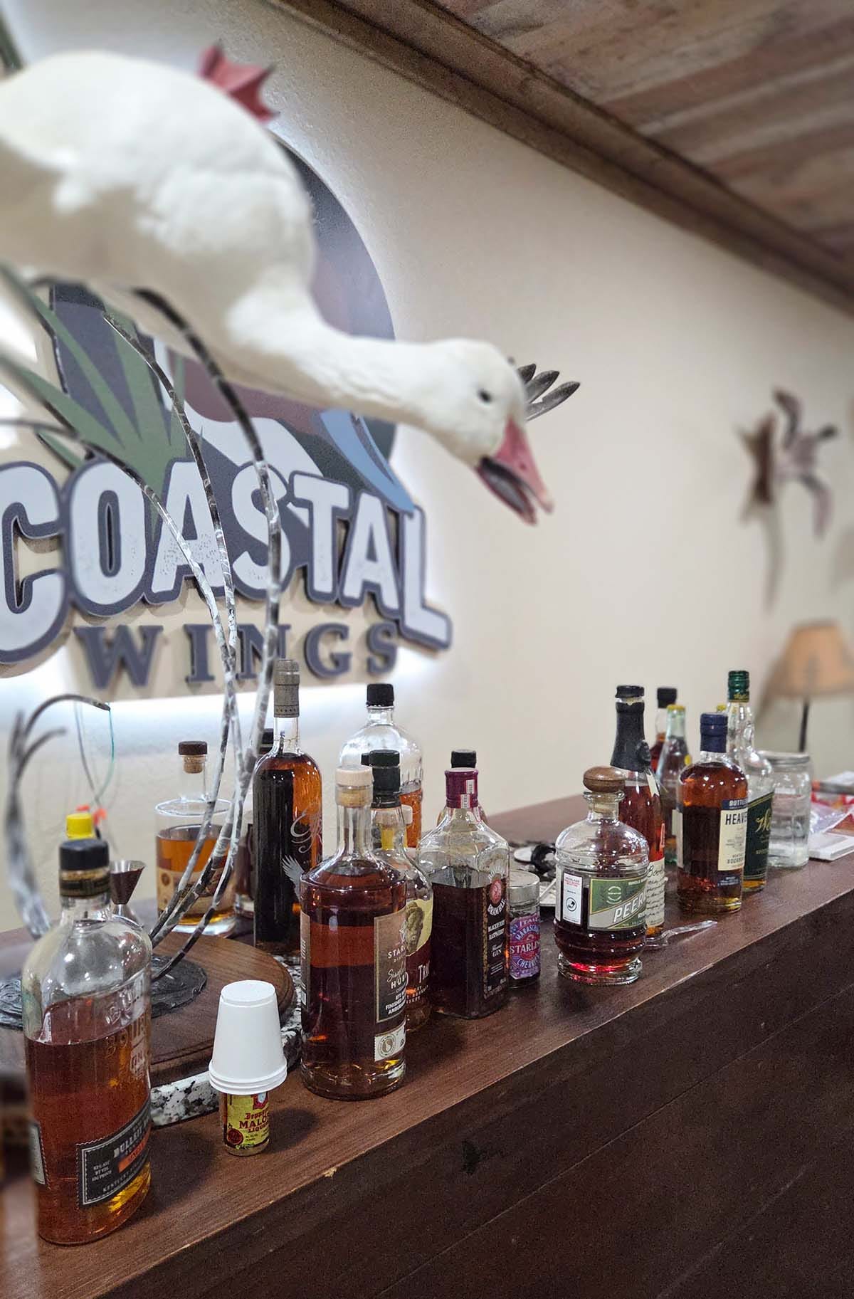 Bourbon bottles at hunt camp. Bourbon bottles at hunt camp.