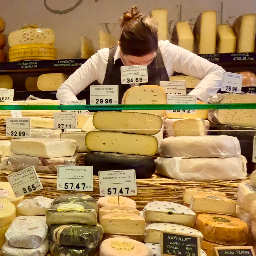 Mekka Van De Kaas cheese counter in Ghent, Belgium