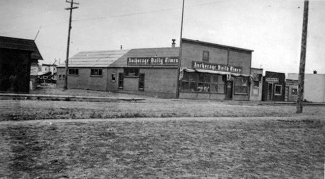 1919 home of the Anchorage Daily Times newspaper in Anchorage, Alaska.