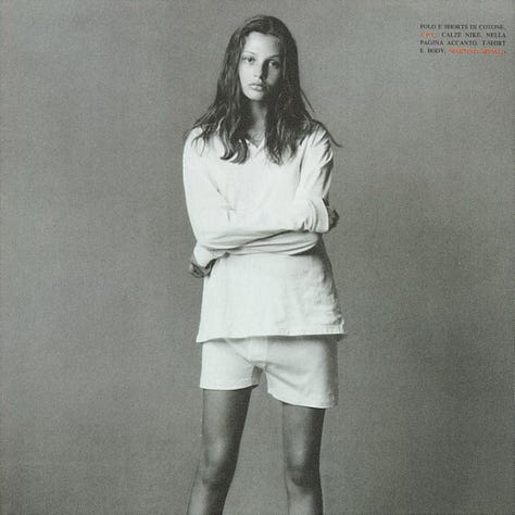 vogue italia 1993 bridget hall steven meisel t-shirt black white