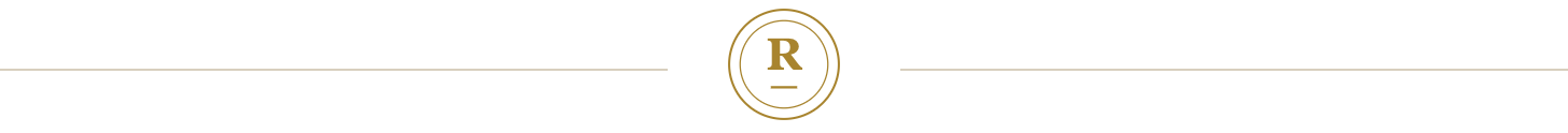 Reference Checks seal: a circular gold seal enclosing the letter R with a short rule beneath it, centred on a hairline gold rule. Reference Checks seal: a circular gold seal enclosing the letter R with a short rule beneath it, centred on a hairline gold rule.