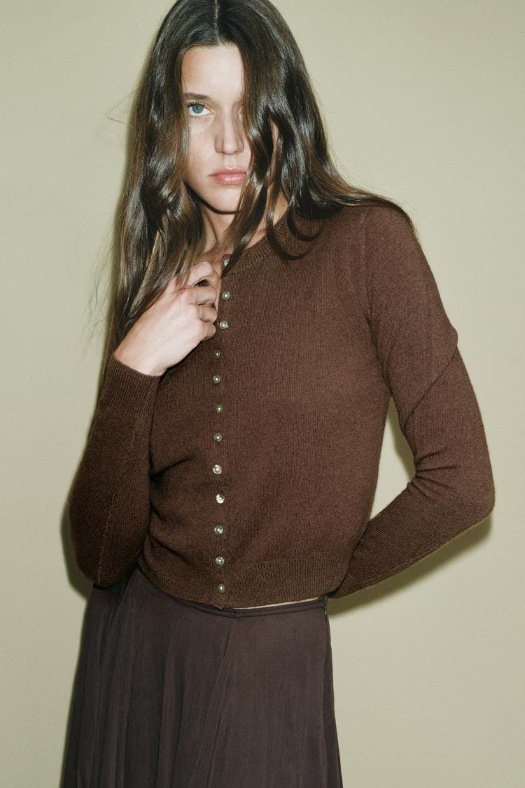 Zara 100% PLAIN CASHMERE CARDIGAN - Toffee - Image 1