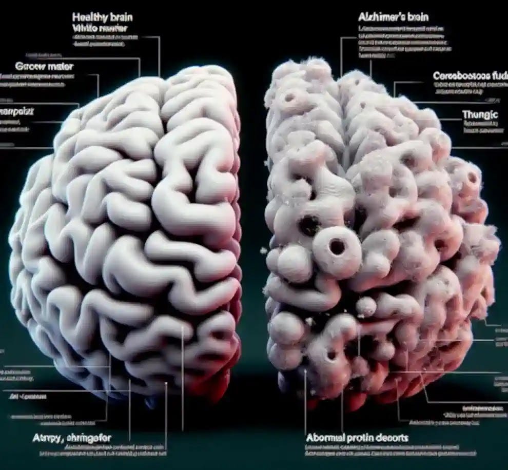 Depiction of Alzheimer's-affected brains structural and functional differences from healthy ones