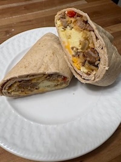 The finished burritos