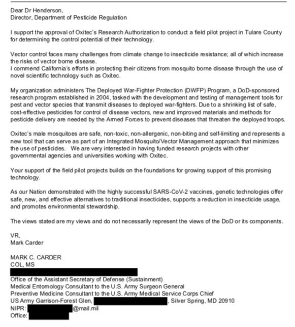 Some of the players who supported the experimental release of Oxitec's CrispR-engineered mosquitoes in California.