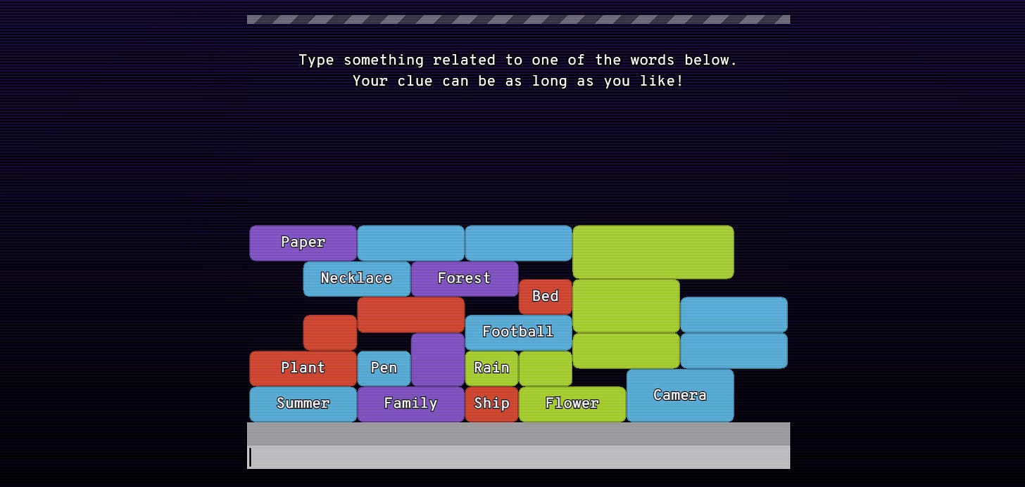 Semantris AI for kids, experiment by Google