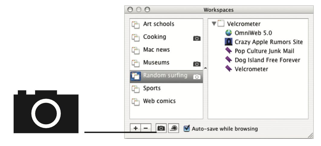 Workspace panel on OmniWeb.