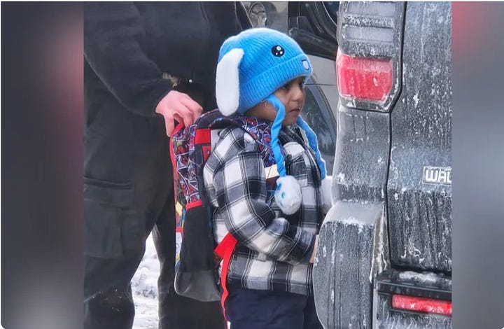 Ice agents detain a man  wearing only underwear and five-year-old Liam Conjo Ramos.