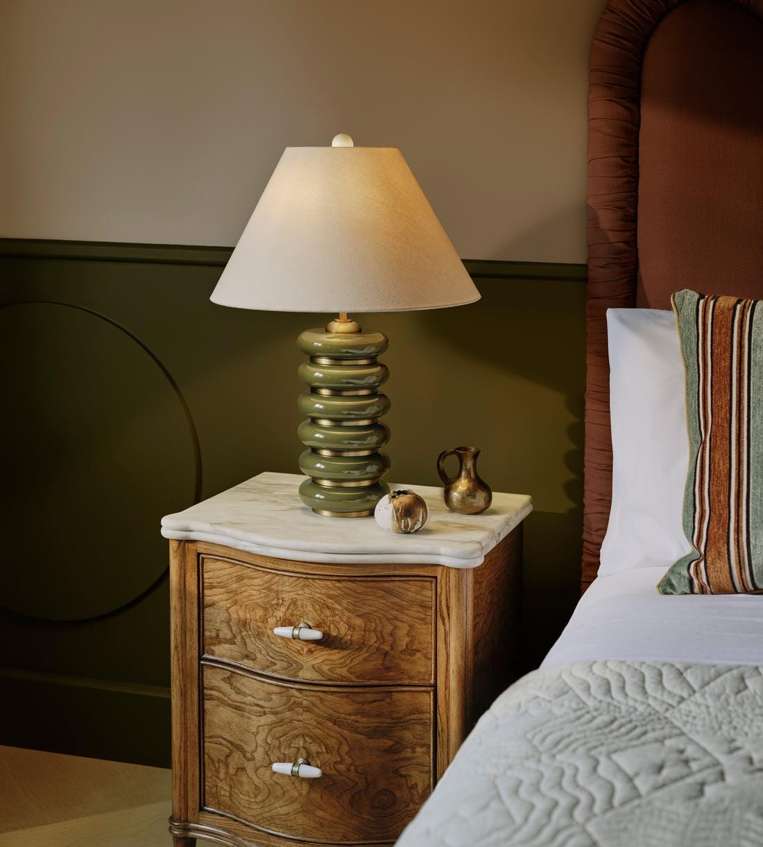 Greyson Table Lamp, High Gloss Lacquer, Olive, US