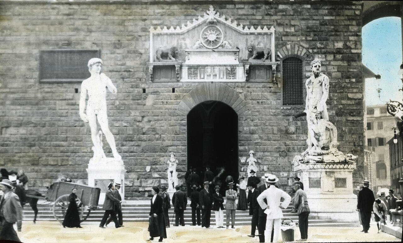 Michelangelo's David, nude figure with a sling Michelangelo's David, nude figure with a sling
