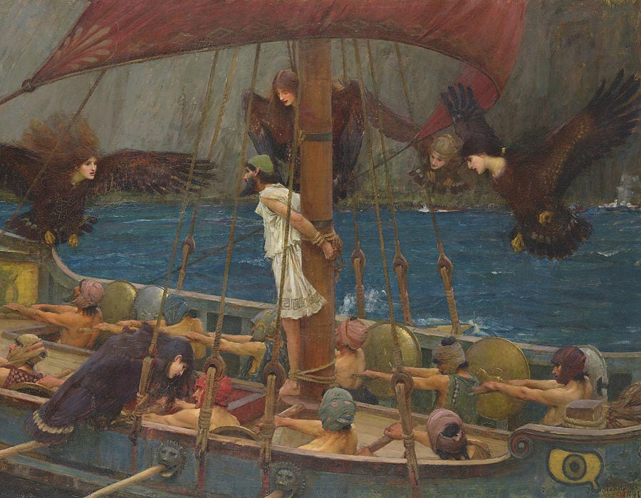Ulysses and the Sirens, 1891, Detail Painting by John William ...