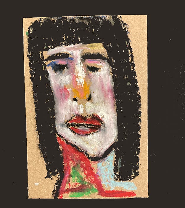 Oil pastel portrait paintings of women