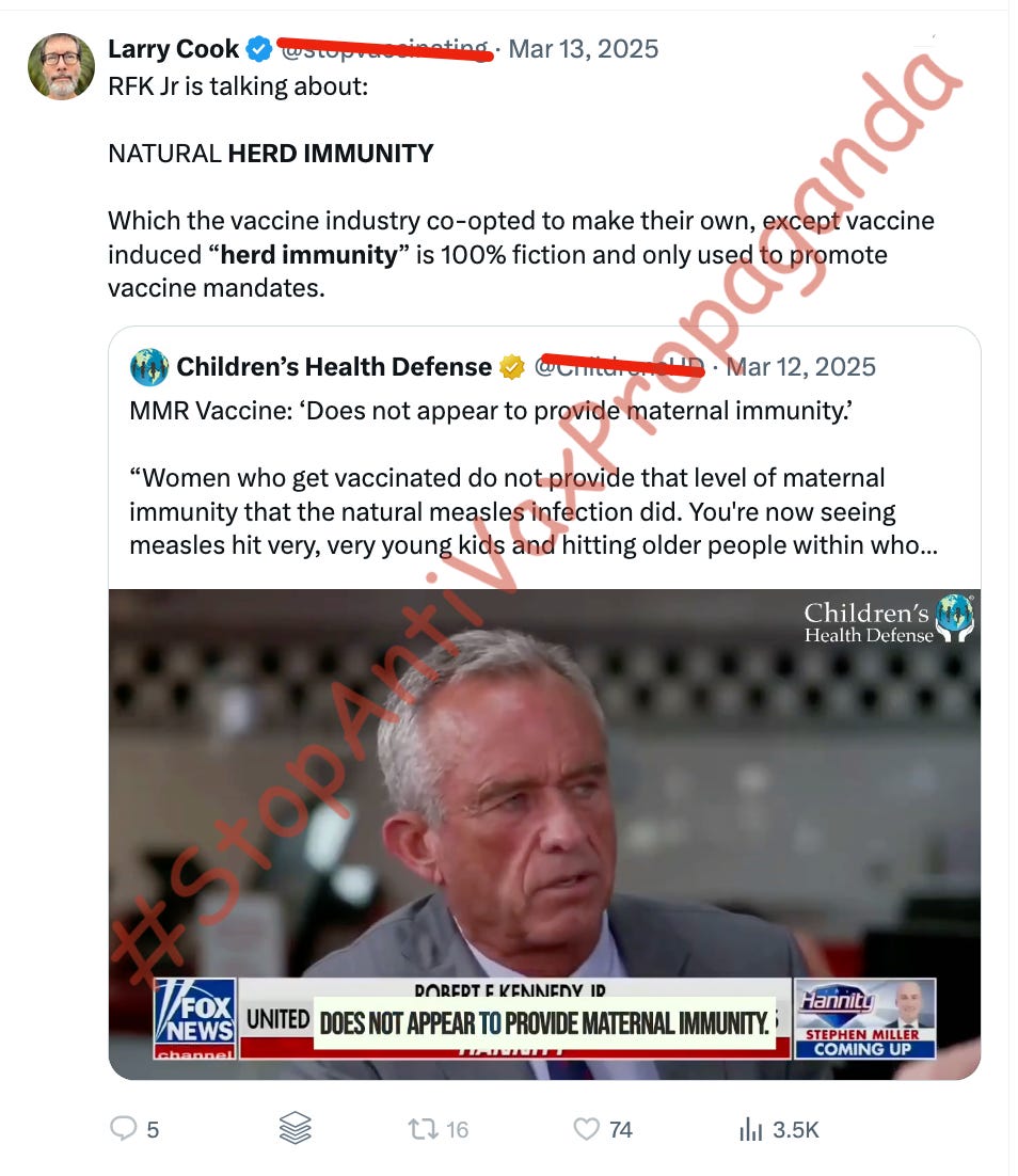 RFK, Jr pushes misinformation about herd immunity.