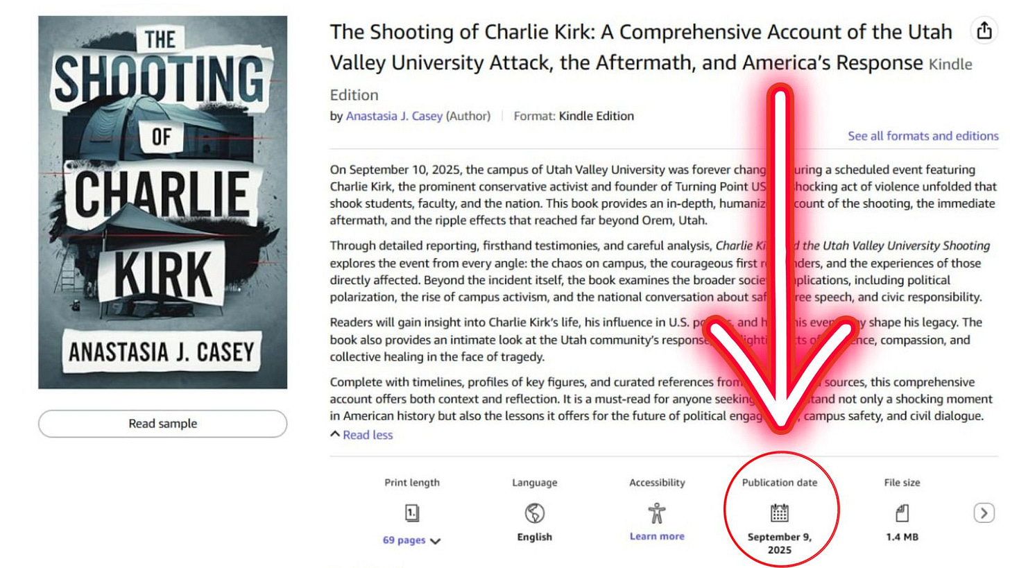 Charlie Kirk": Amazon Book Posted ONE DAY Before The Shooting!