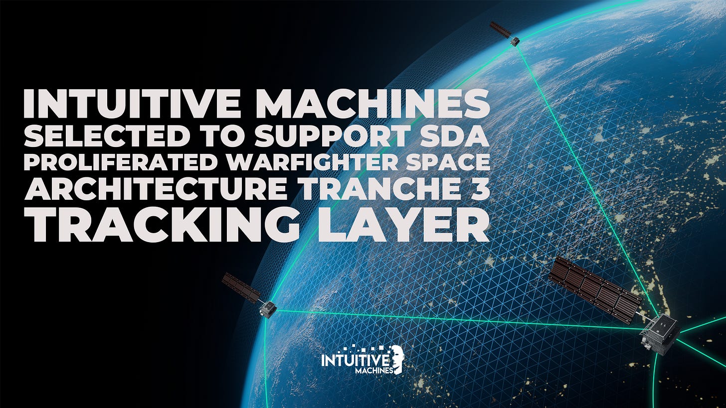 A rendered image depicting satellites connecting to form a mesh network