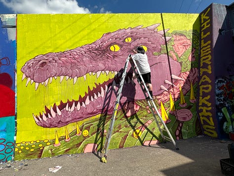 Photos of graffiti art murals 