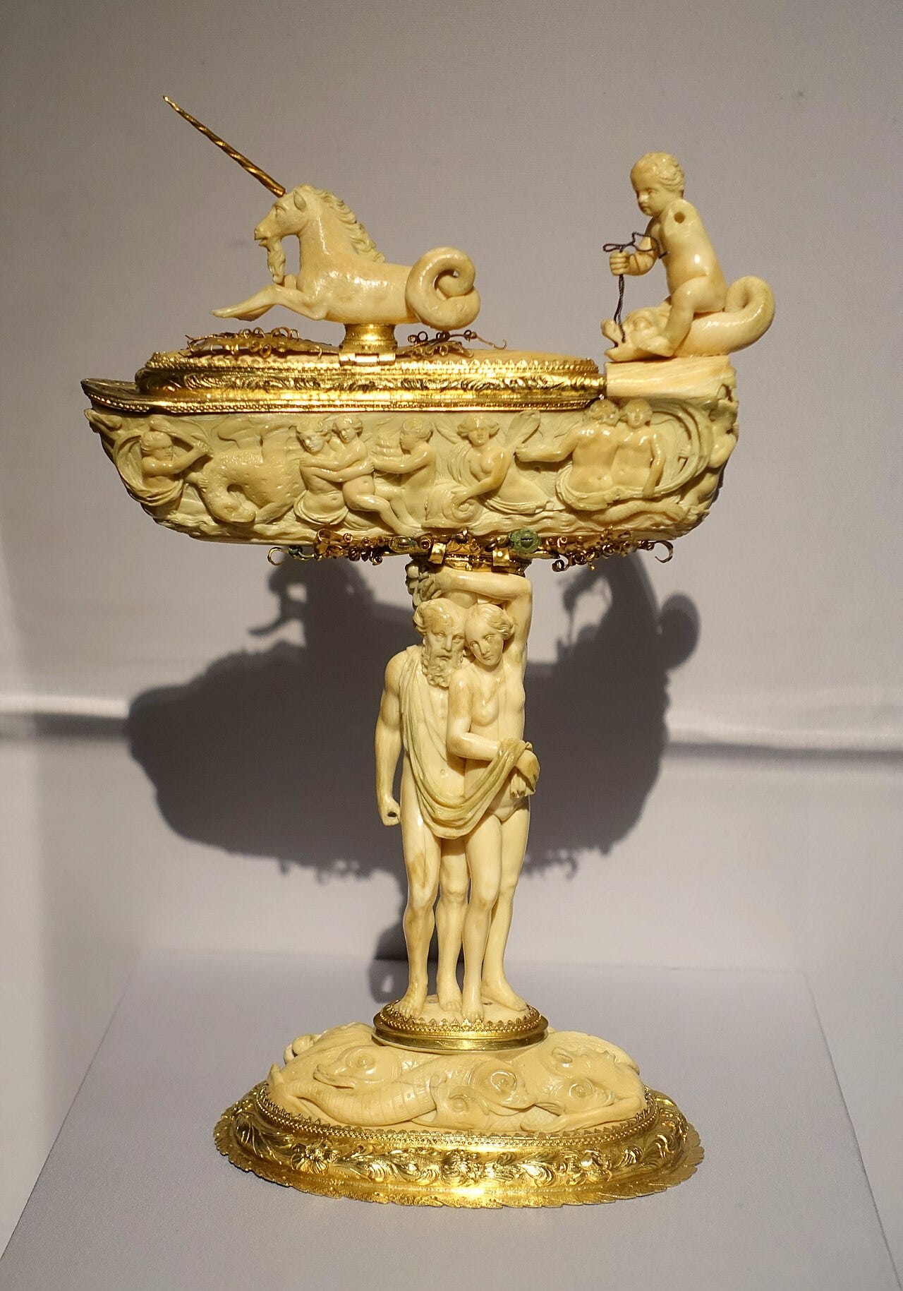Mounted cup carved from a narwhal tusk with gilt silver Mounted cup carved from a narwhal tusk with gilt silver