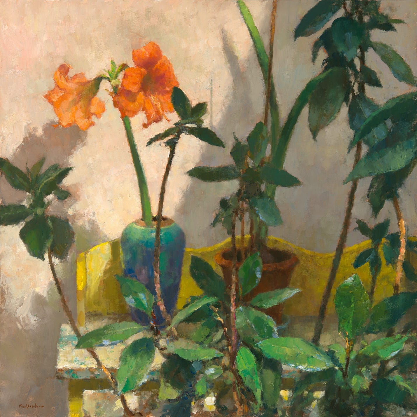 A painting of a flower in a vase
AI-generated content may be incorrect.