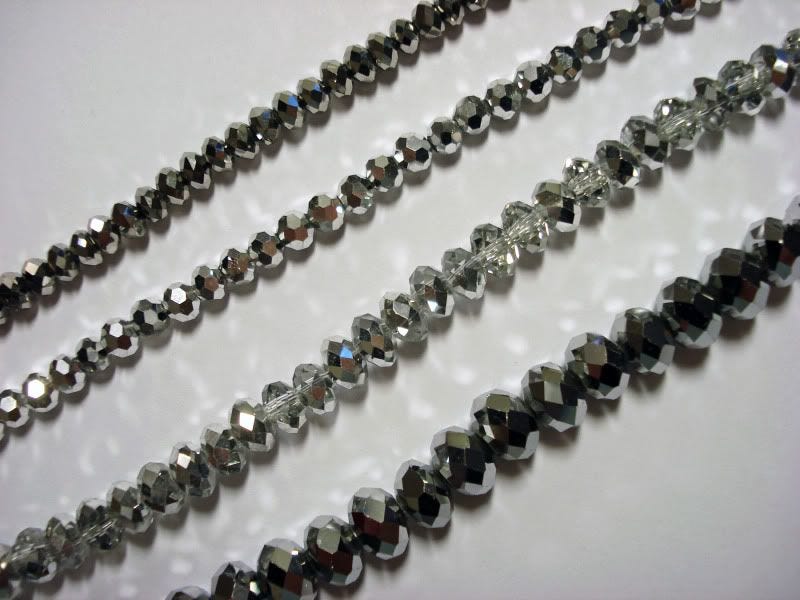 Auntie's beads Silver Chinese Crystal Rondelle Bead Strands Auntie's beads Silver Chinese Crystal Rondelle Bead Strands