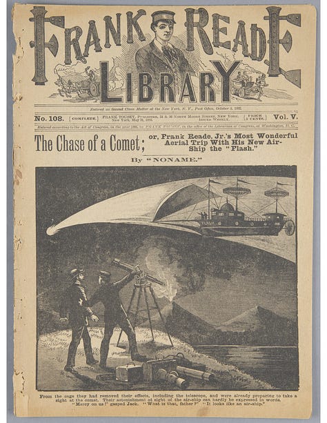 Dime Novels featuring Frank Reade Jr. and Jack Wright, boy inventors. 