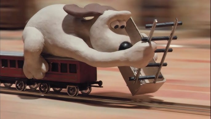 Gromit placing tracks for 1 hour
