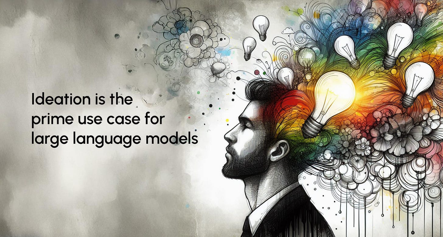 Ideation is the prime use case for large language models