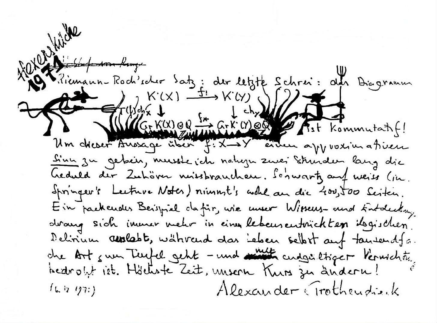 Alexander Grothendieck ranting about the difficulty of his own proof