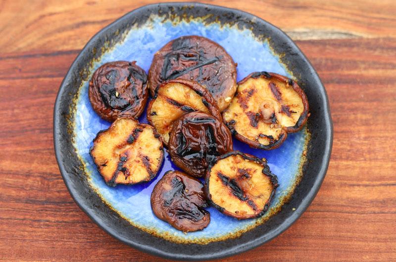 Grilled Maple-Tamari Shiitakes, Cook the Vineyard