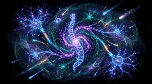 A fractal image showing the structural similarities between microscopic neural networks and macroscopic galactic filaments