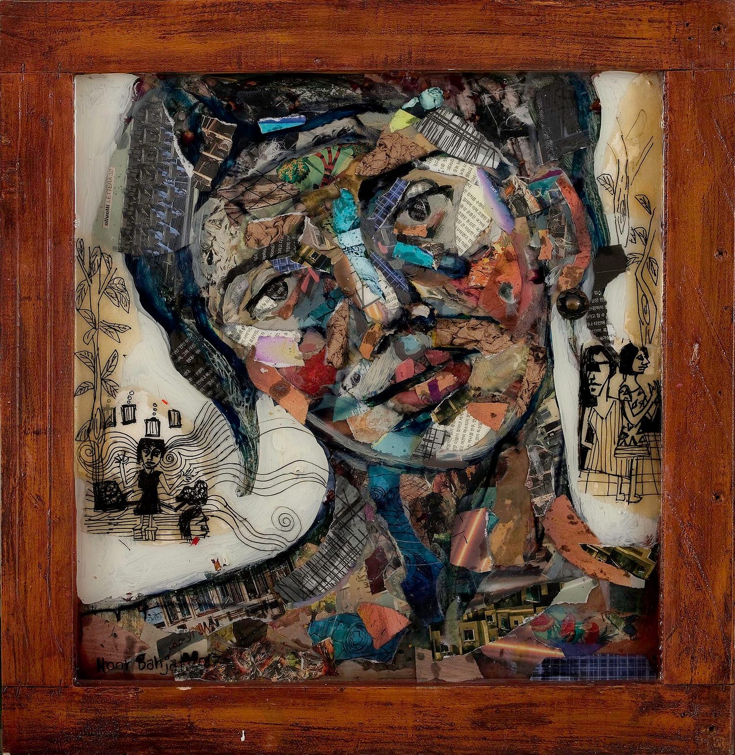 Self Portrait-60x60 cm-Collage and risen on wood frame-2017-Dubai