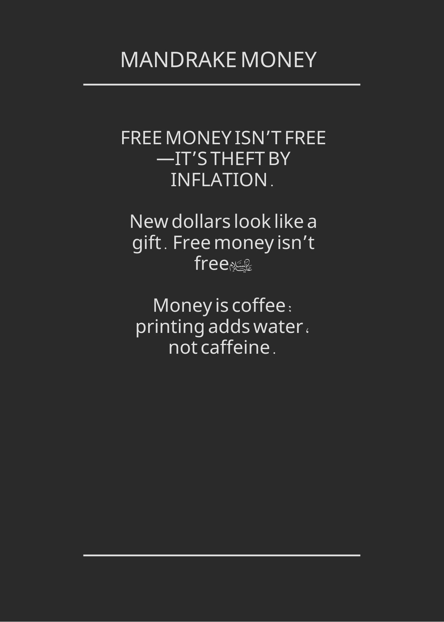 Illustration of a dollar bill dissolving into watered-down coffee, symbolizing inflation and currency debasement.Caption: 